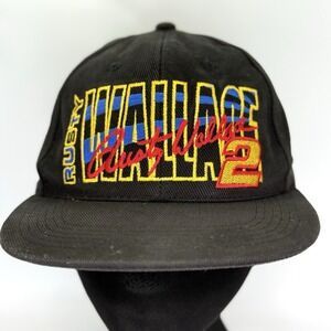Vintage Rusty Wallace 2‎ Snapback Hat Black Miller Racing NASCAR Cap USA Made